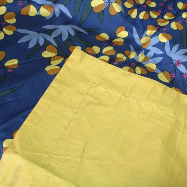 Xanthia Floral 400TC Cotton Sateen Quilt Doona Duvet Cover Navy Blue Queen