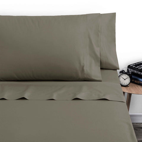 Artex 250TC Polyester Cotton Flat Fitted Sheet Set Walnut Single