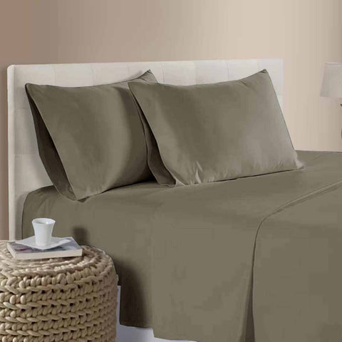 Artex 400TC Cotton Sateen Flat Fitted Sheet Set 40cm Wall Mocha Single