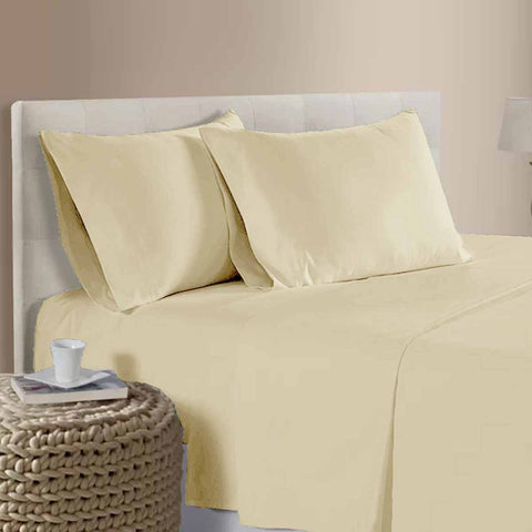 Artex 400TC Cotton Sateen Flat Fitted Sheet Set 40cm Wall Rich Cream Single