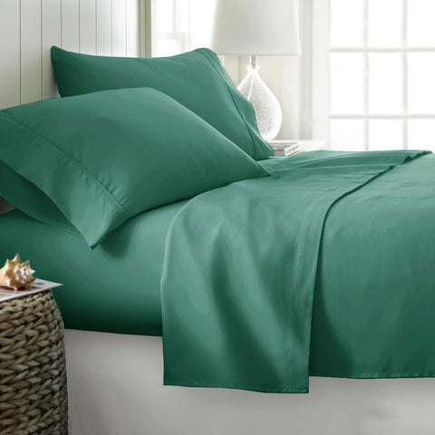Artex 400TC Cotton Sateen Flat Fitted Sheet Set 40cm Wall Teal King