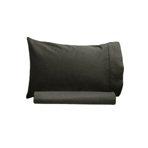 Artex 250TC Cotton Flat Fitted Sheet Set Single Charcoal Grey
