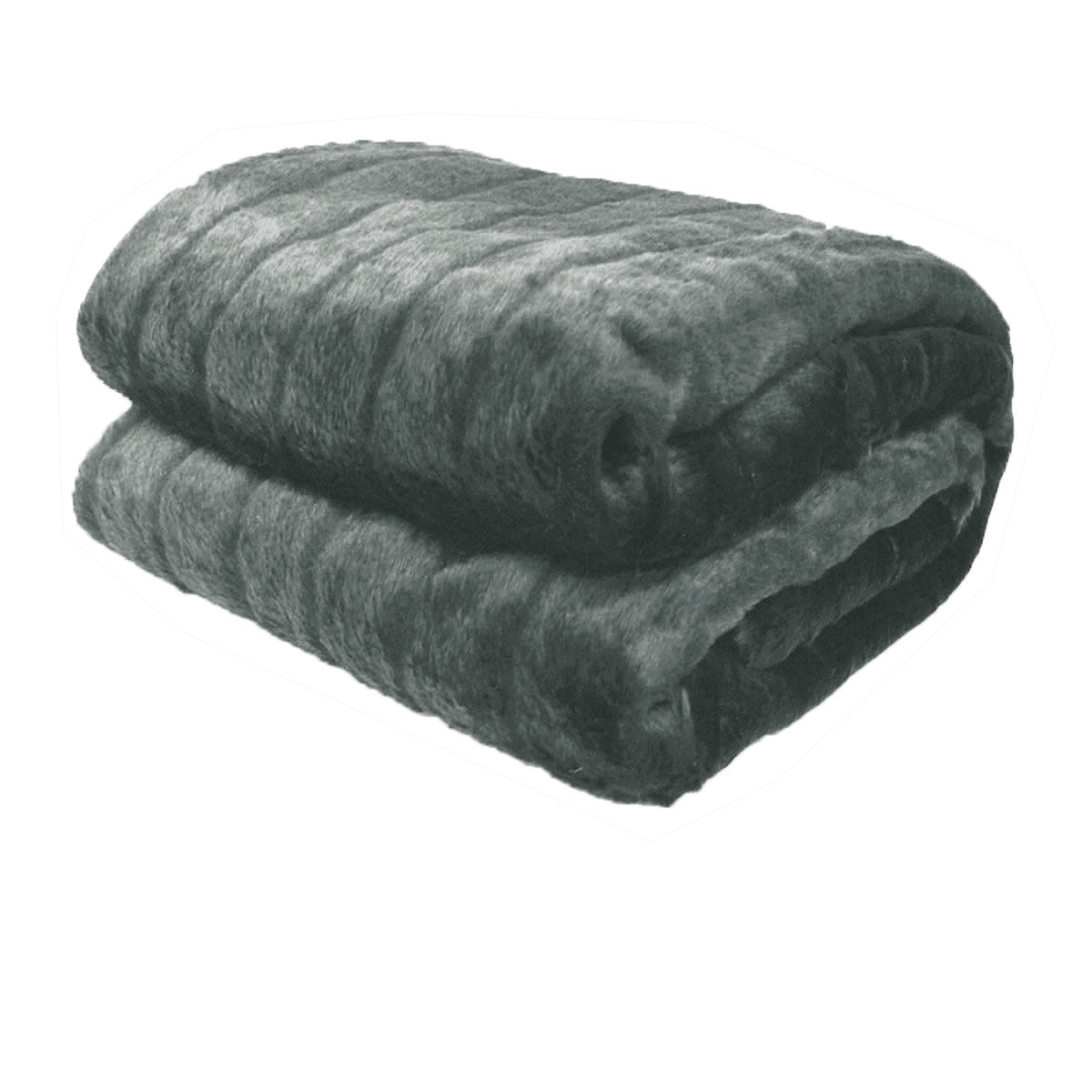 Faux Fur Blanket Throw Rug 127 x 152cm Channel Grey