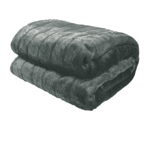 Faux Fur Blanket Throw Rug 127 x 152cm Channel Grey
