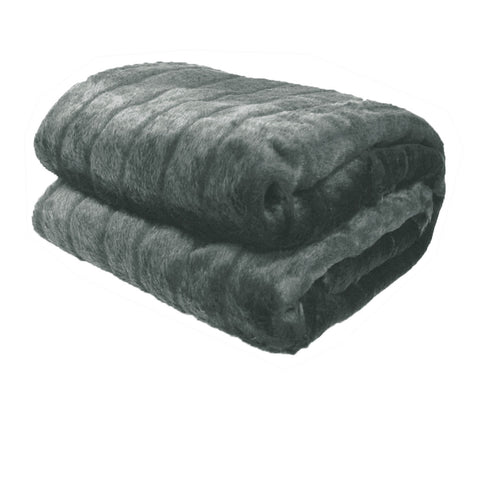 Faux Fur Blanket Throw Rug 127 x 152cm Channel Grey