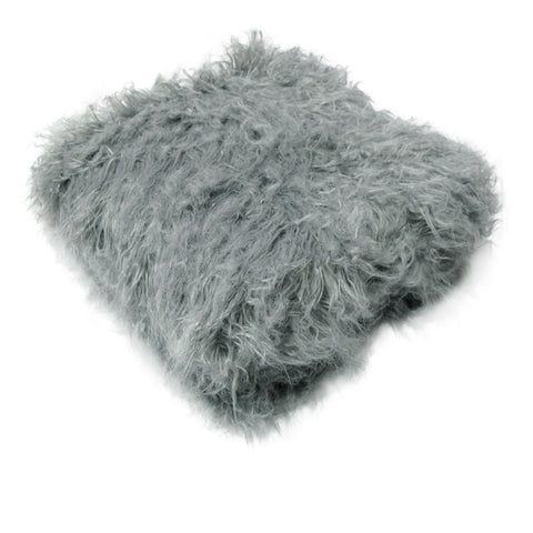 Faux Fur Long Hair Blanket Throw Rug 127 x 152cm Curly Grey