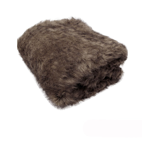 Dale Faux Fur Blanket Throw Rug 127 x 152cm Brown Wombat