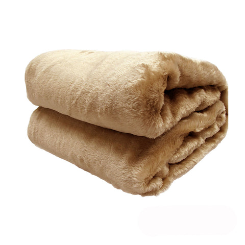 Faux Fur Blanket Throw Rug 127 x 152cm Labrador Brown