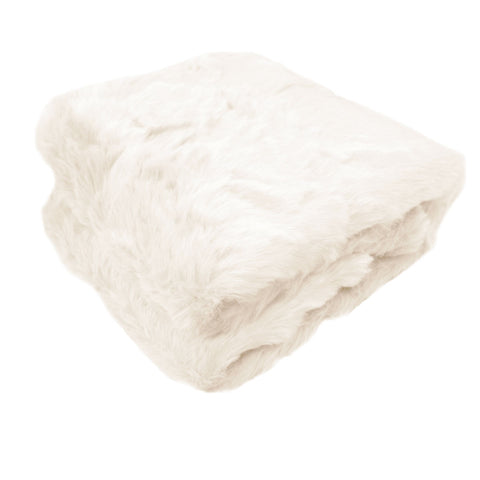 Ariana Reversible Fleece Faux Fur Blanket Throw Rug 127 x 152cm Cream