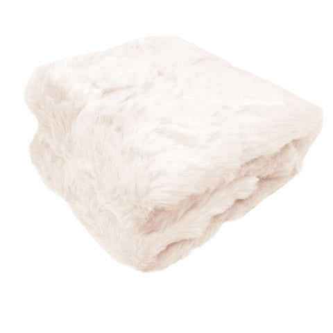 Ariana Faux Fur Fleece Throw Rug Blanket Light Peach 127 x 152cm