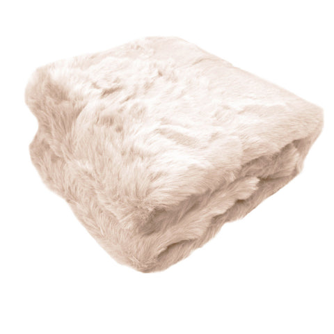 Ariana Reversible Fleece Faux Fur Blanket Throw Rug 127 x 152cm Peach