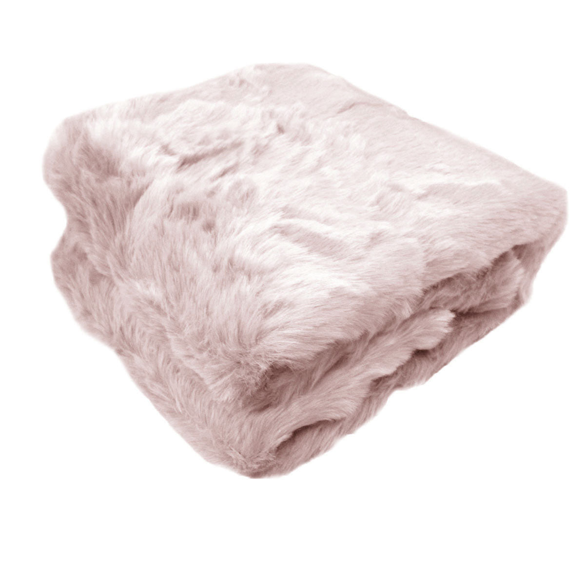 Ariana Reversible Fleece Faux Fur Blanket Throw Rug 127 x 152cm Pink