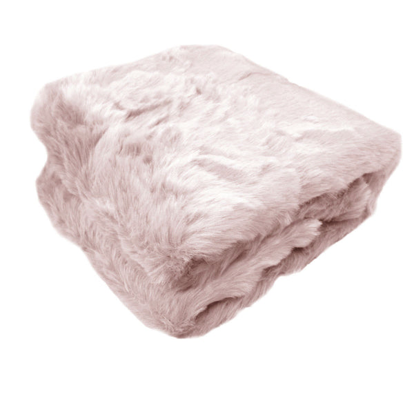 Ariana Reversible Fleece Faux Fur Blanket Throw Rug 127 x 152cm Pink