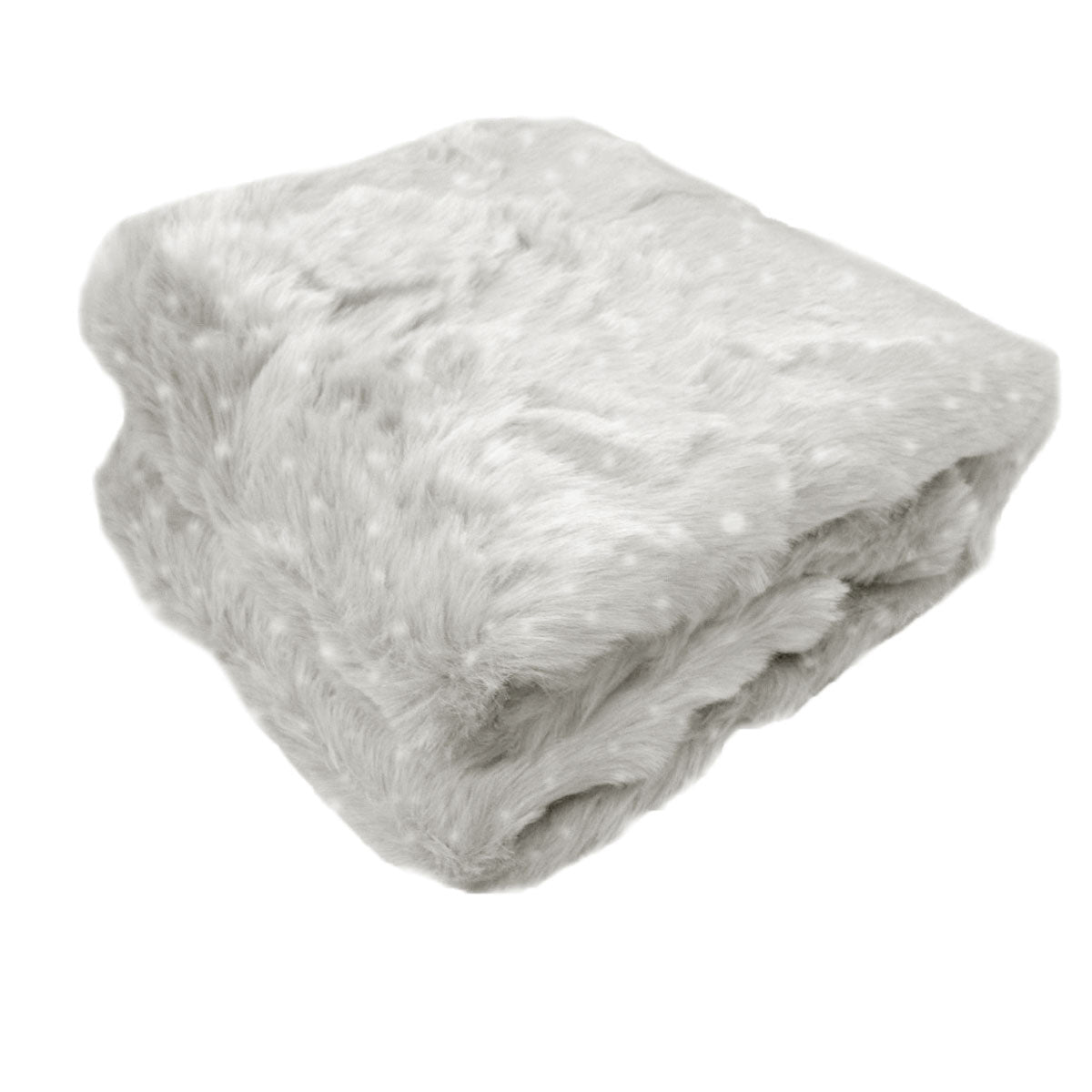 Ariana Reversible Fleece Faux Fur Blanket Throw Rug 127 x 152cm Silver Dot
