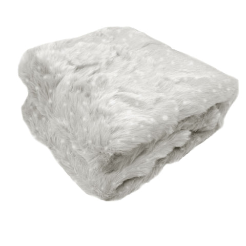 Ariana Reversible Fleece Faux Fur Blanket Throw Rug 127 x 152cm Silver Dot