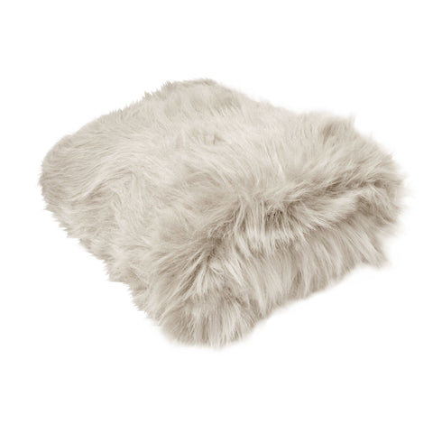 Radisson Faux Angora Long Hair Fur Blanket Throw Rug Oyster 127 x 152cm
