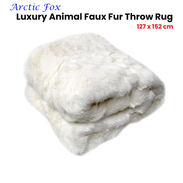 Radisson Arctic Fox Faux Fur Throw Rug Blanket Off White 127 x 152cm