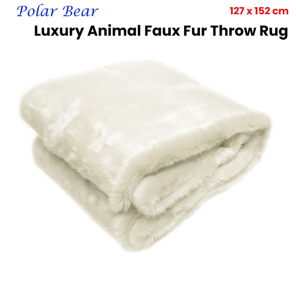 Radisson Polar Bear Faux Fur Throw Rug Blanket Cream 127 x 152cm