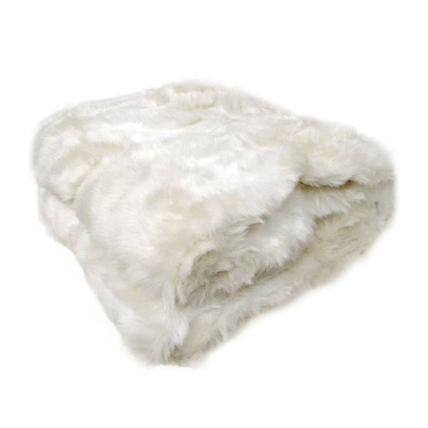 Radisson Snow Fox Faux Fur Throw Rug Blanket 127 x 152cm
