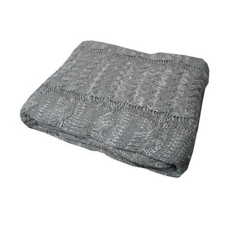 Cable Knitted Blanket Throw Rug Grey Silver 127 x 152cm