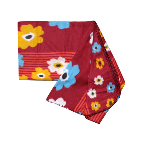 Artex Floral Polar Fleece Blanket Throw Rug Burgundy 150 x 200cm