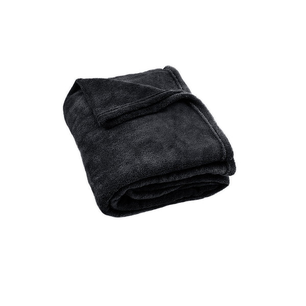 Hotel Living 300gsm Coral Fleece Blanket Throw Rug Charcoal Grey 160 x 210cm
