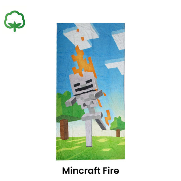 Cotton Beach Towel 70 x 140cm Minecraft