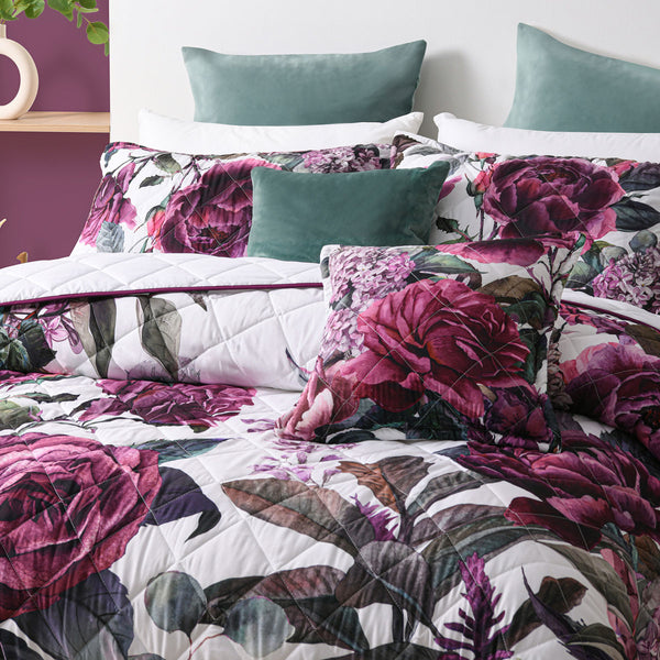 Bianca Abigail Floral Diamond Quilted Bedspread Comforter Coverlet Super King