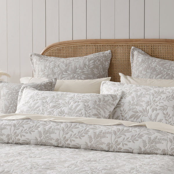 Bianca Ameila Foliage Jacquard Bedspread Comforter Coverlet Stone Queen
