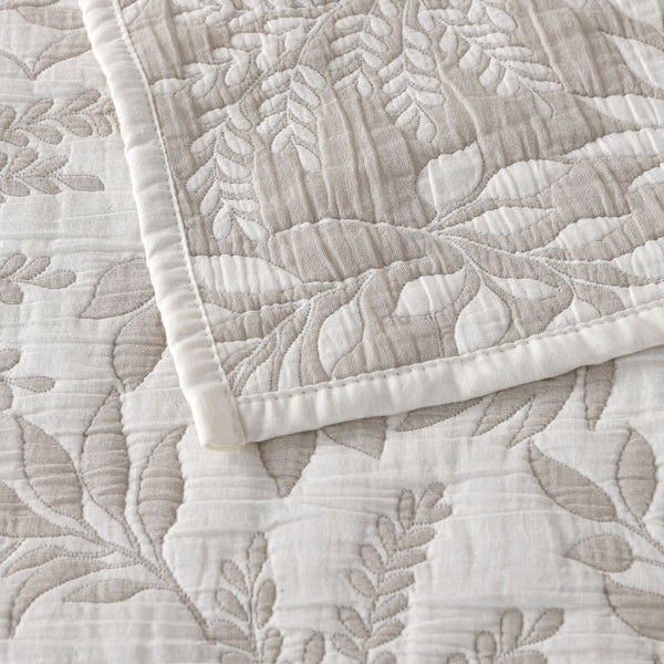 Bianca Ameila Foliage Jacquard Bedspread Comforter Coverlet Stone Super King