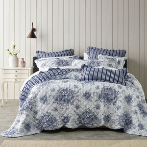 Bianca Amorette French Provincial Bedspread Comforter Coverlet Blue Double