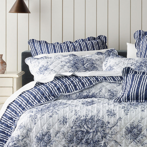 Bianca Amorette French Provincial Bedspread Comforter Coverlet Blue Single