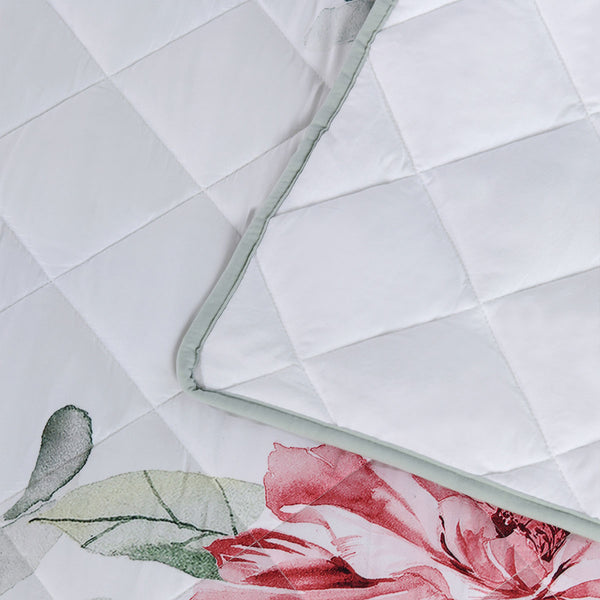 Bianca Coleraine Floral Printed Bedspread Comfoter Coverlet White King Single