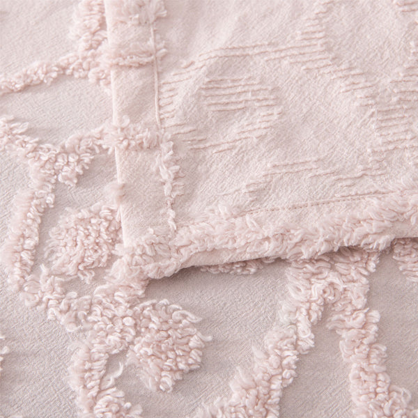 Bianca Ella Floral Cotton Chenille Bedspread Comforter Coverlet Blush Pink King Single