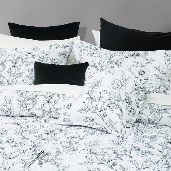 Bianca Gracie Floral Quilted Bedspread Comforter Coverlet White Single