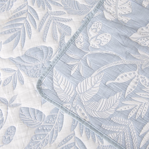 Bianca Laurieton Botanical Jacquard Bedspread Comforter Coverlet Blue Double