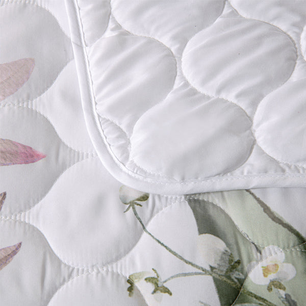 Bianca Lorna Floral Quilted Bedspread Comforter Coverlet White King