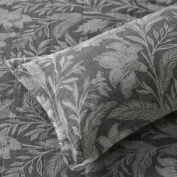 Bianca Maidstone Floral Jacquard Bedspread Comforter Coverlet Grey King