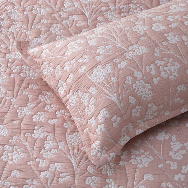 Bianca Myra Floral Jacquard Bedspread Comforter Coverlet Blush Double