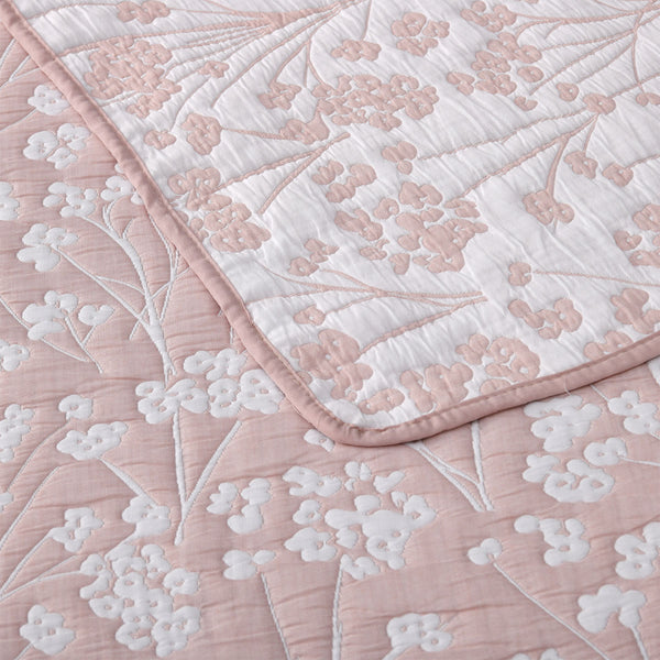 Bianca Myra Floral Jacquard Bedspread Comforter Coverlet Blush Double