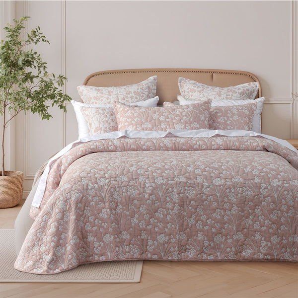 Bianca Myra Floral Jacquard Bedspread Comforter Coverlet Blush King Single
