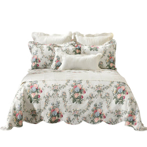 Bianca Rosedale Embossed Floral Bedspread Comforter Coverlet White Double