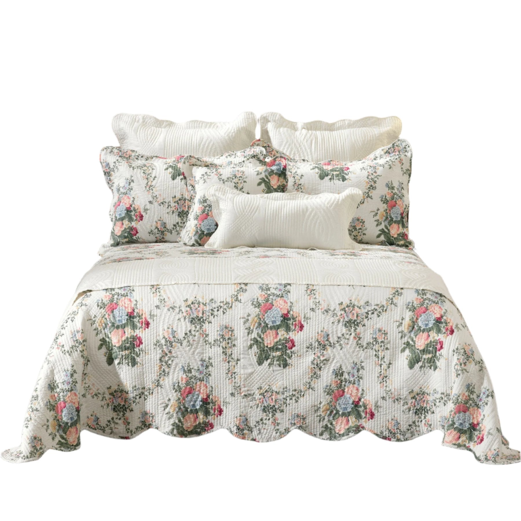 Bianca Rosedale Embossed Floral Bedspread Comforter Coverlet White King Single