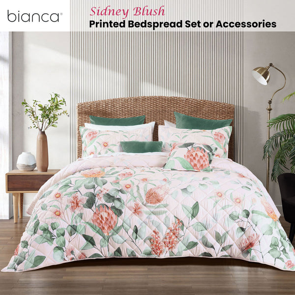 Bianca Sidney Floral Protea Quilted Bedspread Comforter Coverlet Blush King Single