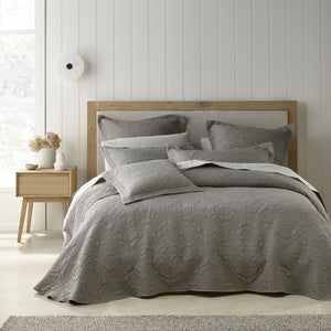 Bianca Zaria Embroidered Bedspread Comforter Coverlet Taupe King