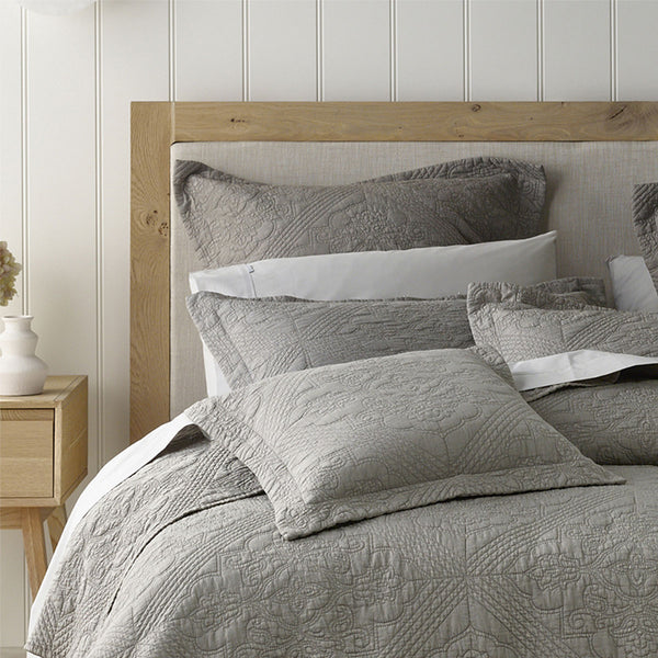 Bianca Zaria Embroidered Bedspread Comforter Coverlet Taupe King