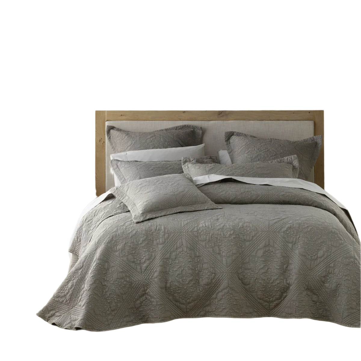 Bianca Zaria Embroidered Bedspread Comforter Coverlet Taupe Super King