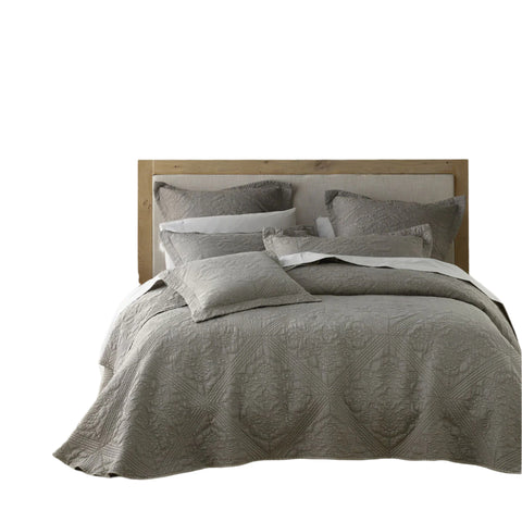 Bianca Zaria Embroidered Bedspread Comforter Coverlet Taupe Super King