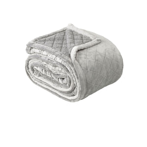 Bianca Mansfield Lattice Velvet Fleece Throw Rug Blanket Grey Single / Double