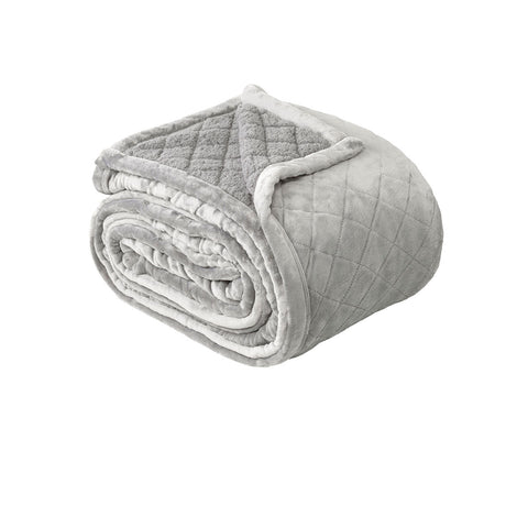 Bianca Mansfield Lattice Velvet Fleece Throw Rug Blanket Grey Single / Double